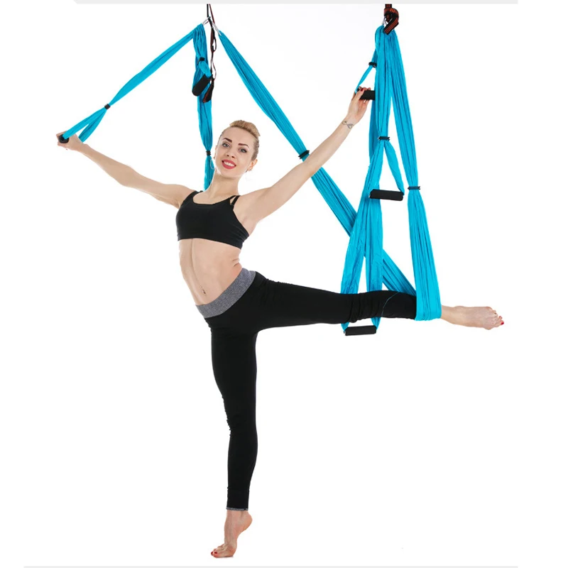 F no accessories Тяговое устройство, комплект гамака для йоги, 2,5*1,5 м, 6 ручек, антигравитационный подвесной ремень для домашнего спортзала, трапециевидная форма для пилатеса - Цвет: F no accessories