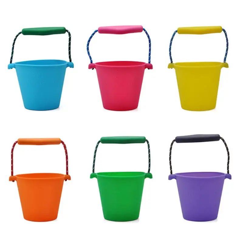 

Premium New Children Baby Shower Bucket Bath Beach Toy Folding Handheld Silicone Barrel Pouring Water Sand Kids Gift
