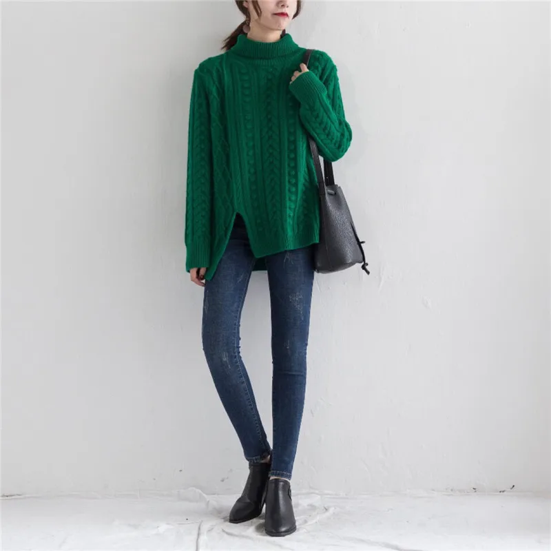 Lâche Cachemire Femmes Épais Pull Émeraude Couleur Ourlet S Tordu Irrégulière Haut Large Manteau Chandail Col Ouvert m Longueur 100 Kint P5dIPq
