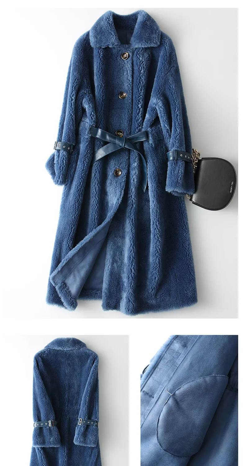 Натуральный мех пальто оторочка из овечьей шерсти Осень Зима куртка для женщин 100% шерстяное Женский корейский розовый китайский, из