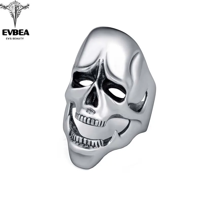 

Black Friday Rock Roll kpop Silver Gothic Punk Gag Skull Big Adjustable Rotating Bikers Bible Rings Men's & Boys' Jewelry