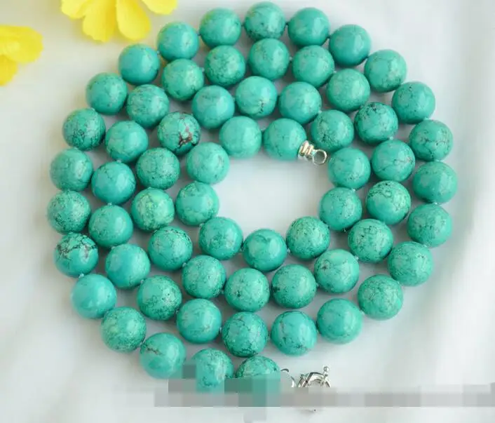 

3360 natural round green round turquoise necklace