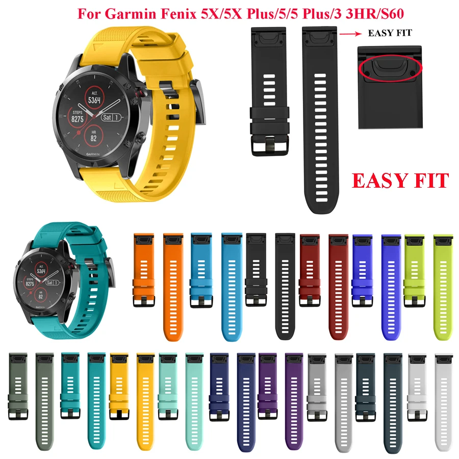 26 мм 22 силиконовый ремешок для часов Ремешок Garmin Fenix 5X Fenix3 3HR 5 Plus S60 MK1 часы Easyfit