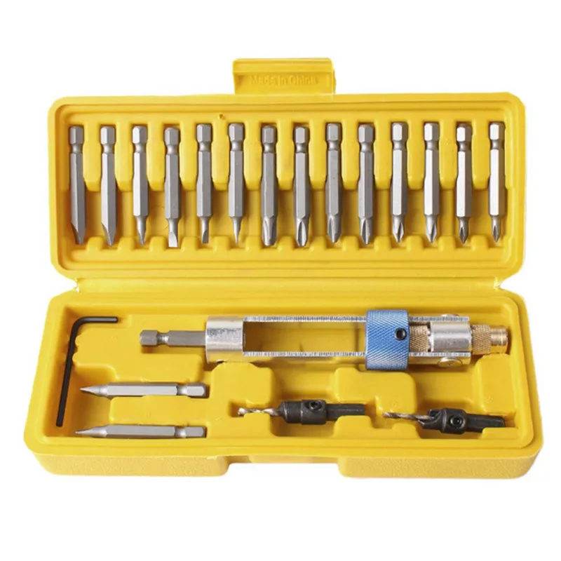 

20Pcs Head Half Time Drill Driver Multi Screwdriver Sets Updated Version with Countersink Bits Allen Wrench