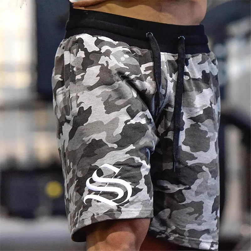 Летние модные мужские шорты, военные брюки, французские махровые хлопковые повседневные Хип-хоп мужские шорты для фитнеса, белые камуфляжные - Цвет: camouflage1