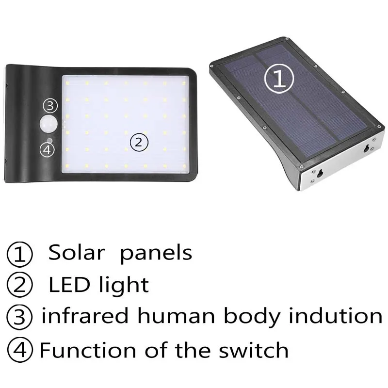 42leds PIR Motion Sensor Solar Lamp Waterproof LED Solar Power Street Light Outdoor Garden Security Wall Solar Lights Cool White (20)