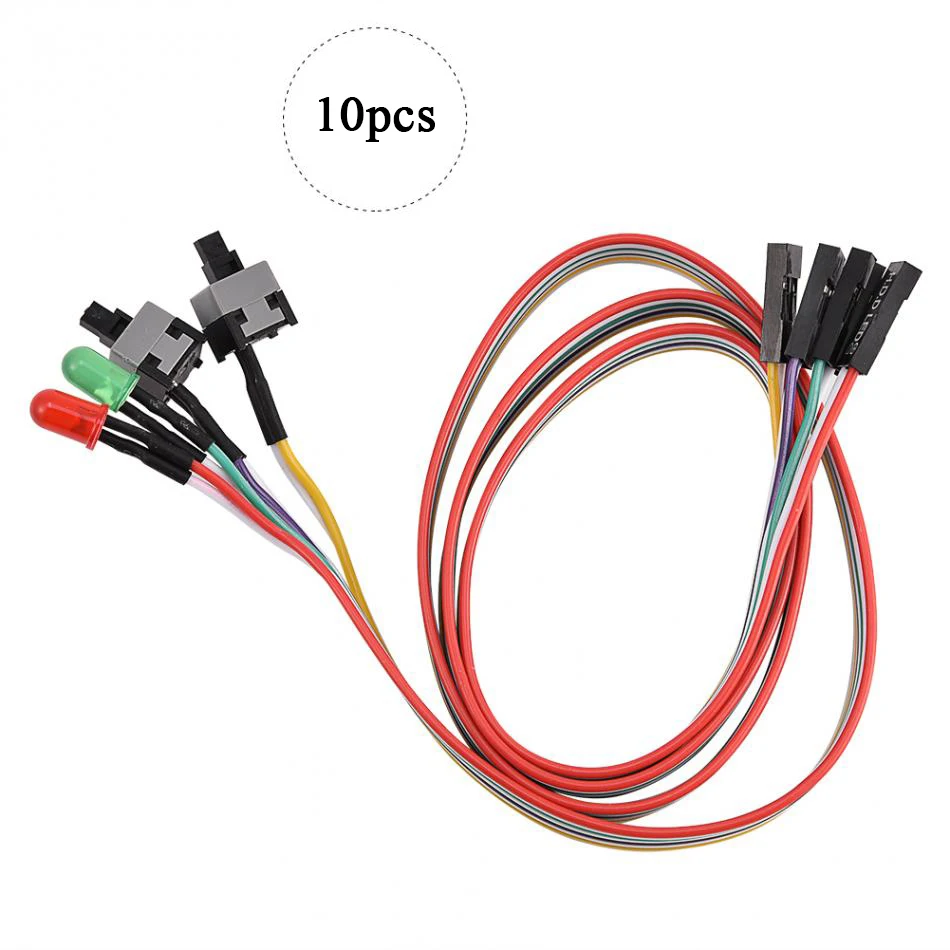 10pcs/lot ATX PC Desktop Power Switch Cable for Computer Reset on/off Power Switch Button + 2 Power HDD LED Lamps 10pcs lot pc computer desktop atx power on supply reset switch connector cable cord drop shipping