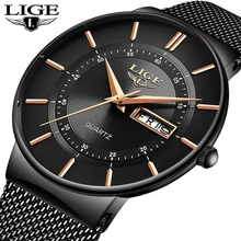 Herren Uhren LIGE Top Marke Luxus Wasserdicht Ultra Dünne Datum Uhr Männlichen Stahlband Casual Quarzuhr Männer Sport Handgelenk uhr