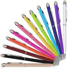 Metalen Balpen Fine Point Capacitieve Touchscreen Microfiber Stylus Gift Voor Ipad Iphone School Kantoorbenodigdheden 12 Kleur(China)