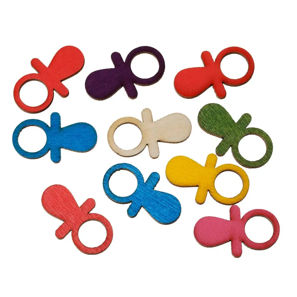 

Wood Cabochons Scrapbooking Embellishments Art Craft Collection Baby Pacifier At Random 25mm x 15mm ,100 PCs