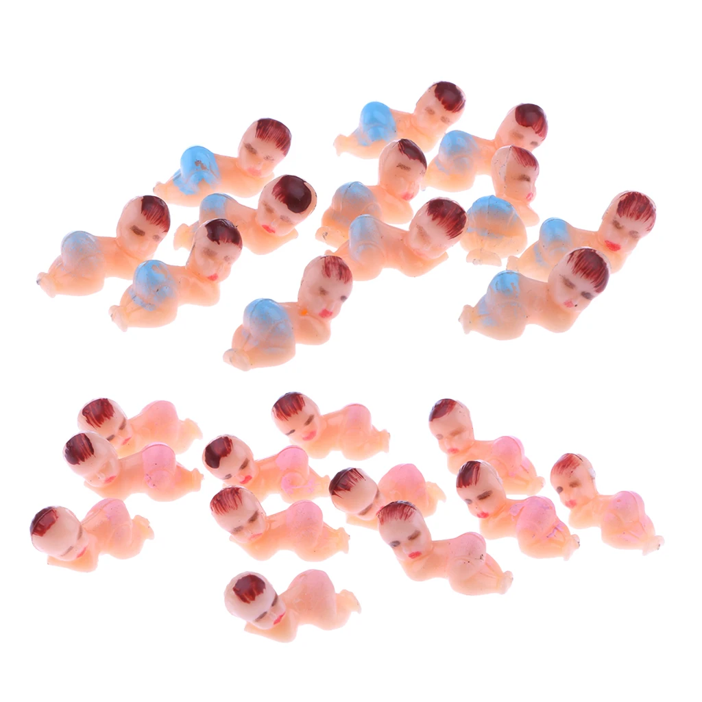 Pack of 100 Mini Sleeping Babies Table Decoration Boy Girl Baby Shower Party Decor My Water Broke Game, Pink + Blue