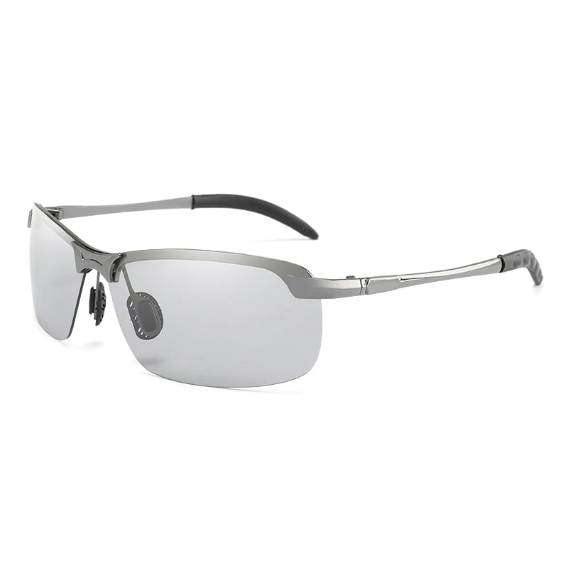 Фотохромные солнцезащитные очки для мужчин, для вождения, крутые, хамелеон, очки, мужские, меняющие цвет, солнцезащитные очки, день, ночное видение, очки для вождения - Цвет: Серебристый