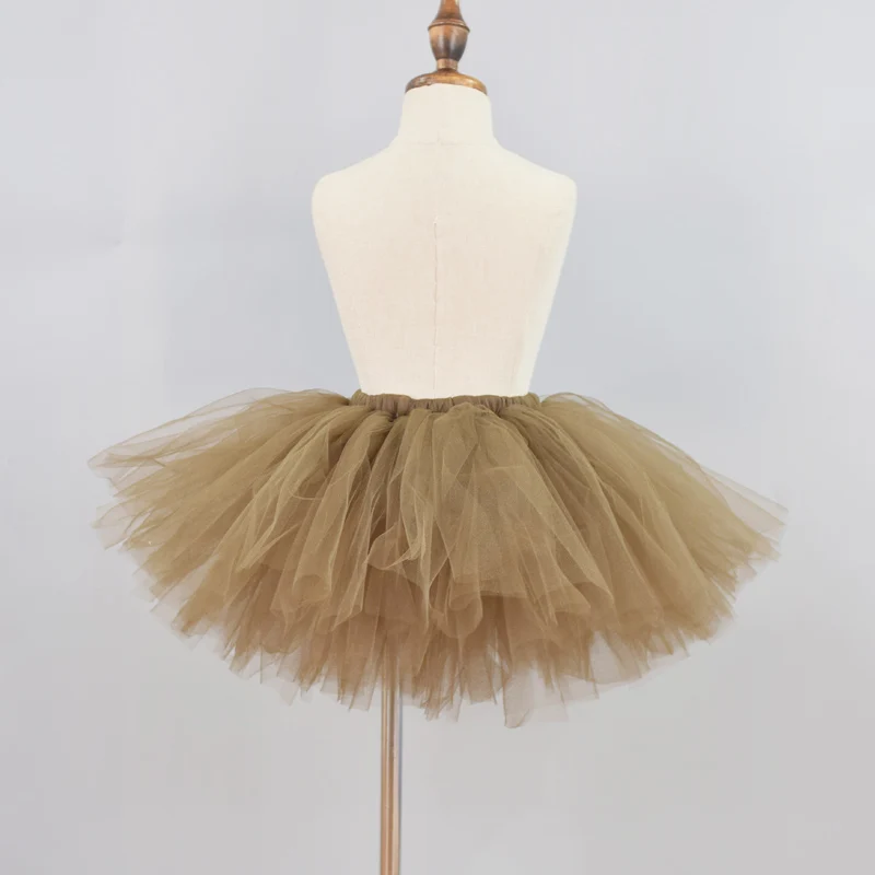 Однотонная коричневая Пышная юбка-пачка для девочек Детская Праздничная юбка-пачка для дня рождения, пачка, детская танцевальная балетная юбка, костюм на Хэллоуин, От 0 до 12 лет