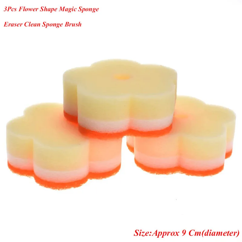 

3Pcs Creative Flower Shape Magic Sponge Multifunction High Quality Kitchen Eraser Sponge Cleaning Brush Drop Shipping