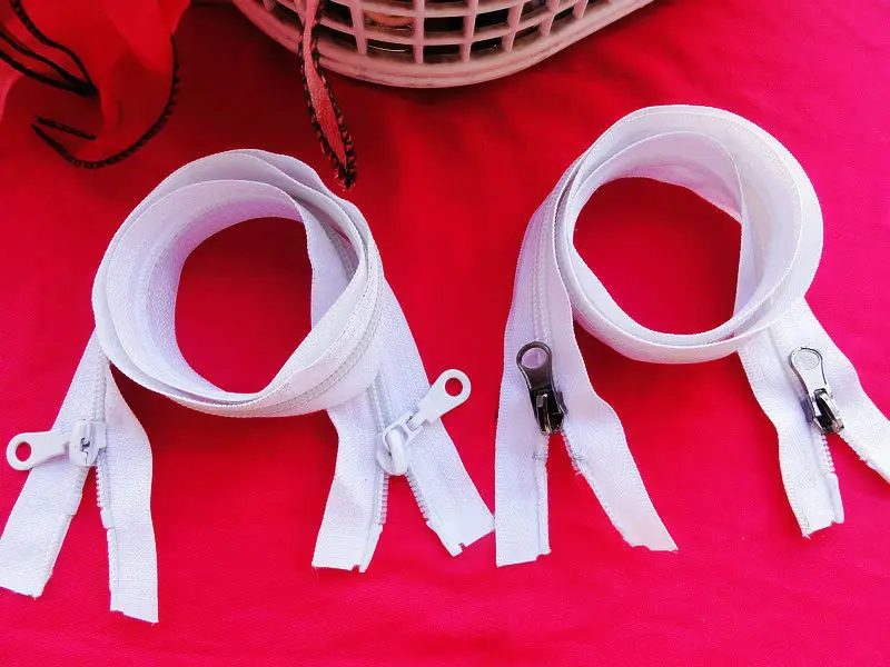 Free shipping 5 double sliders nylon zippers white/black sliders 2pcs