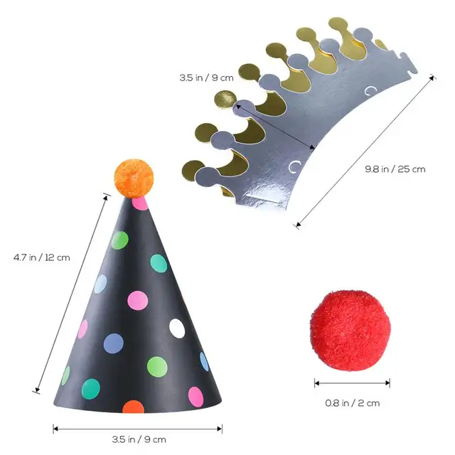 11 Pieces Happy Birthday Party Hats Polka Dot DIY Cute Handmade Cap Crown Shower Baby Decoration Boy Girl Gifts Supplie