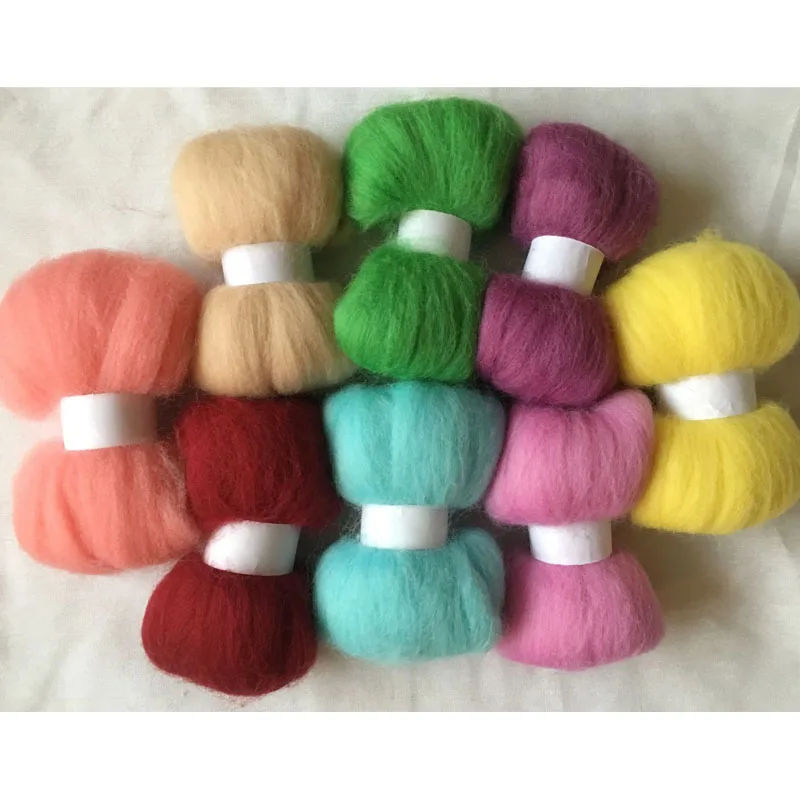 80g 8colors WFPFBEC DIY 70 s шерсть Волокно смесь 8 цветов 10 г/пакет шерсть для игла для валяния Ручка Инструменты Набор Шерсть-ровинг 80 г - Цвет: 80g 8colors