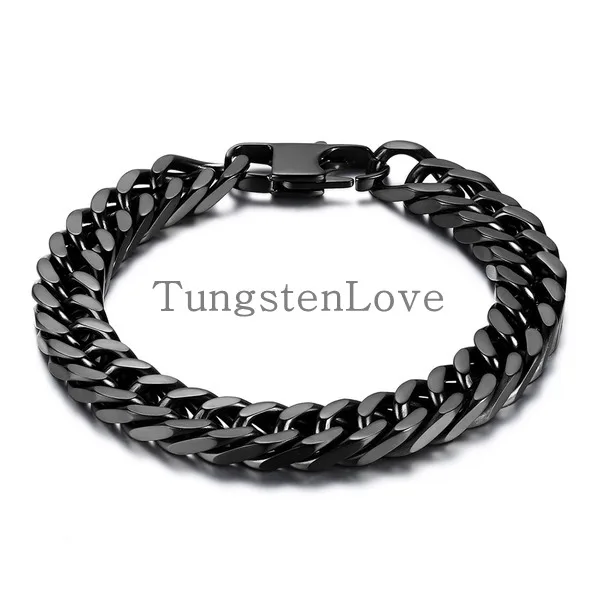 8 7 Cool Black Tungsten Men Stereoscopic Bracelet Health Balance 21cm 10mm Heavy Wide Black Stainless Steel Bracelet Men Biker Bicycle Motorcycle Chain S Bracelets