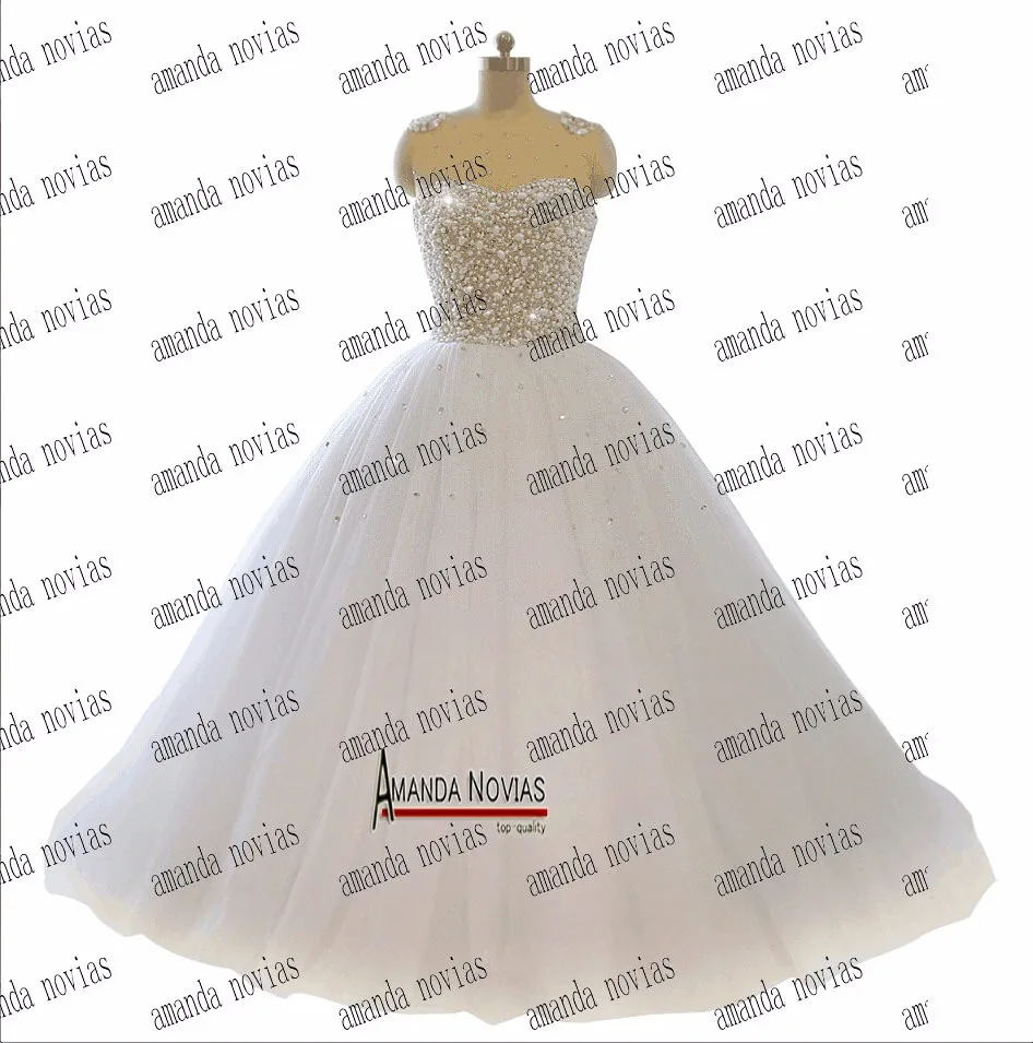 Robe de mariee роскошное свадебное платье с жемчугом ручной работы со стразами