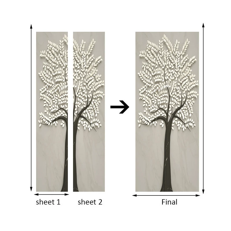 3D наклейка на дверь, современный креативный абстрактный дерево, виниловая настенная бумага, Наклейки на стены, художественная дверная Фреска для спальни, ПВХ, водонепроницаемая, сделай сам, домашний декор