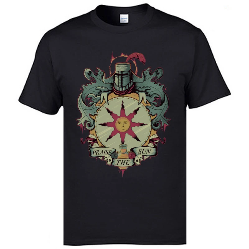 New Arrival Men Tops & Tees Crest of the sun Normal T Shirts 100% Cotton Fabric Short Sleeve Camisa T Shirt Round Neck Crest of the sun black