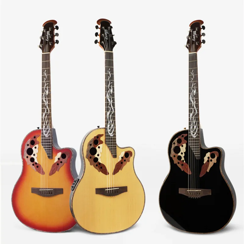 

High Quality Round Back Solid Acoustic-electric Guitar with TPSI Carbide Shell Guitarra