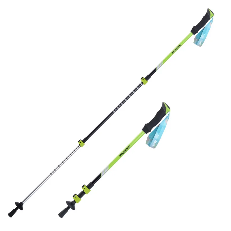 NatureHike 1 piezas Ultra-luz de bloqueo externos EVA mango 3-sección ajustable bastones de senderismo Alpenstock para al aire libre