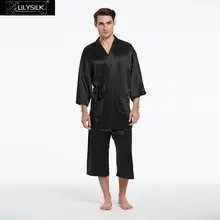 LilySilk пижамный комплект для мужчин кимоно 100 чистый шелк 22 momme Роскошный натуральный мужской традиционный мужской одежды