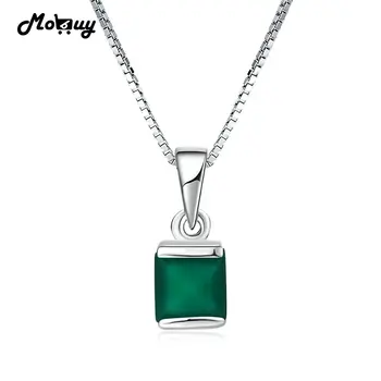 

MoBuy MBNI038 Natural Gemstone Square Green Chalcedony Necklaces & Pendants 925 Sterling-Silver-Jewelry White Gold Fine Jewelry