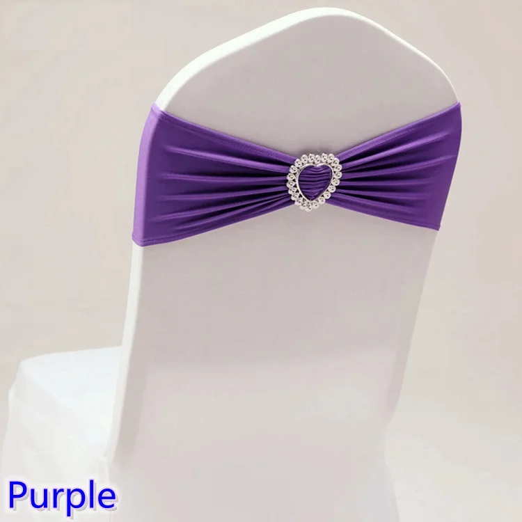 

Purple Colour Spandex sash wedding lycra chair band stretch for chair covers decoration party dinner banquet chair sash
