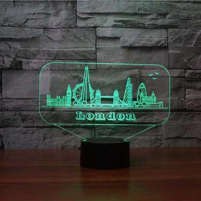 

3D Led Nightlight London Building Modelling Touch Gradual Change 7 Colors Table Lamp Kids Bedside Sleep Lighting Decor Usb Gifts