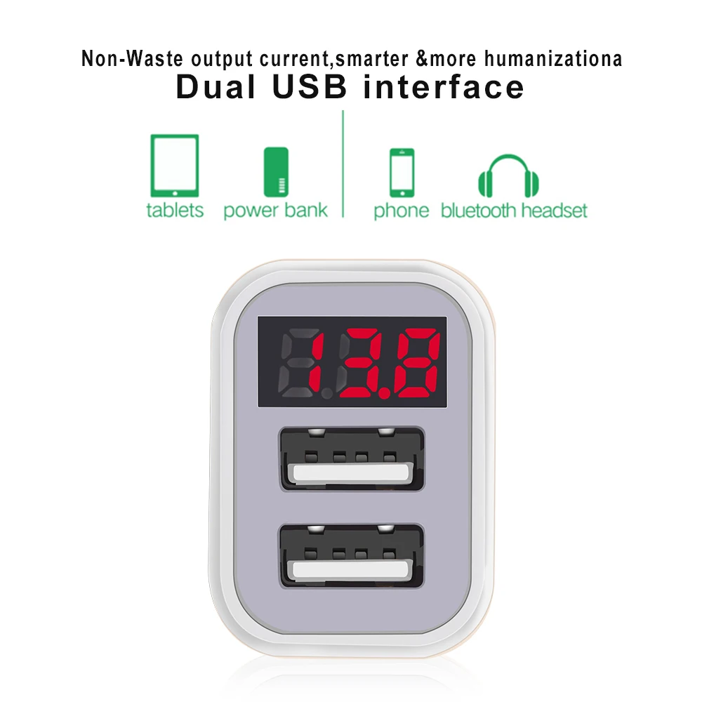 LED Red Digital Display Dual USB Car Charger For iPhone X Xiaomi Samsung S8 Voltage Monitoring Fast Phone Charging Universal (2)