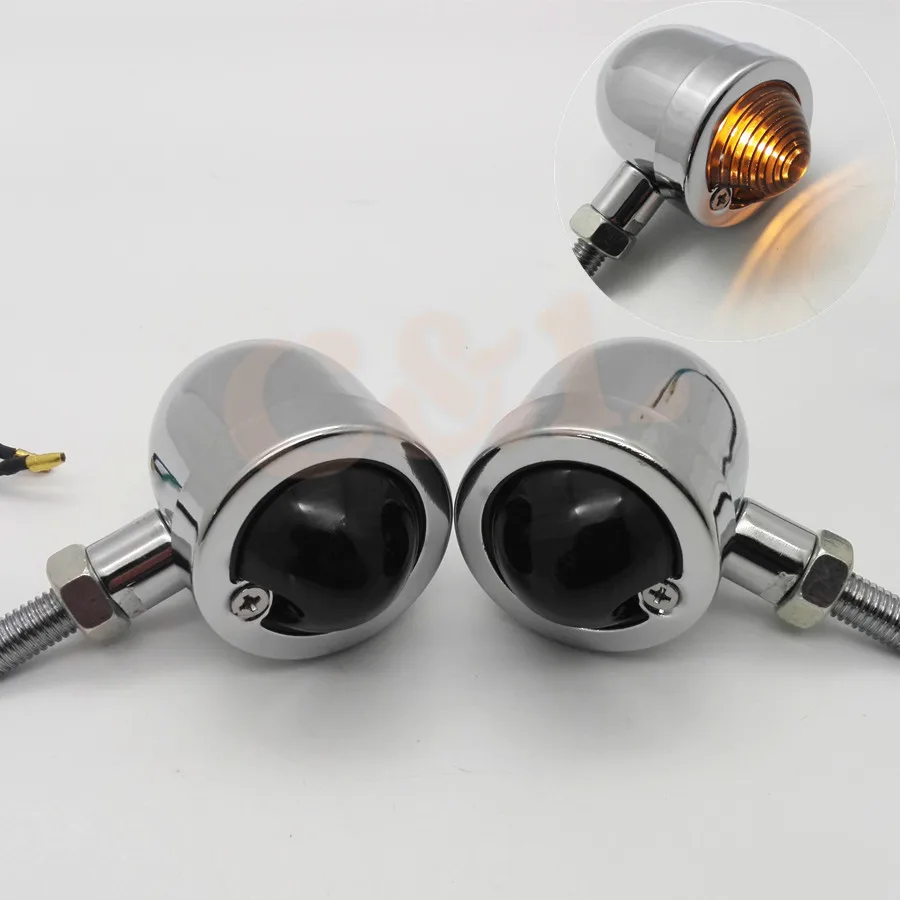 2X Chrome Bullet Heavy Motorcycle Turn Signals Bulb Indicators Blinkers