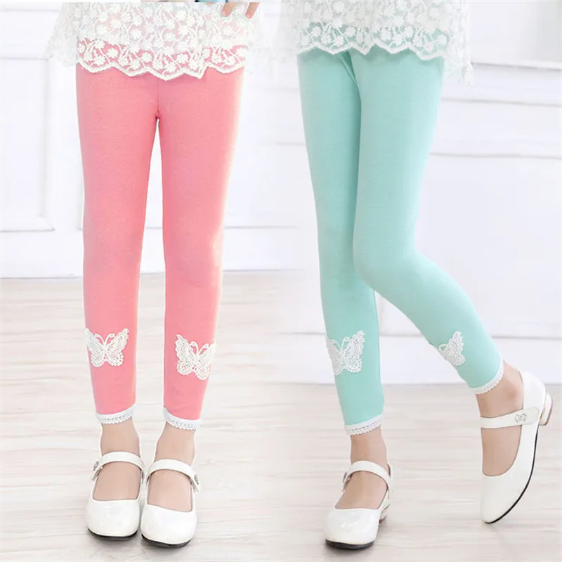 Hot Sale Girls leggings Kids Toddlers Cotton Soft Lace Butterfly Stretchy Pants Girls Skinny