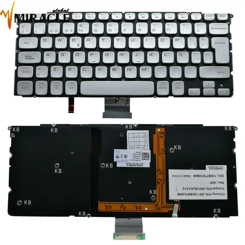 

New original Spanish with backlight keyboard for DELL XPS 14Z(L412z) 15Z L511z Silver LA/SP backlit Keyboard PK130JN1A12