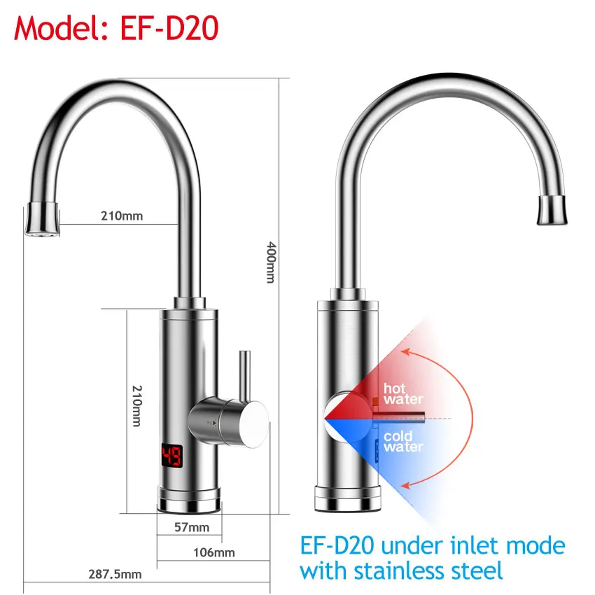 Ecofresh Electric Faucet Instant Water Heater Tap Faucet Heater Cold Heating Faucet Tankless Instantaneous Water Heater