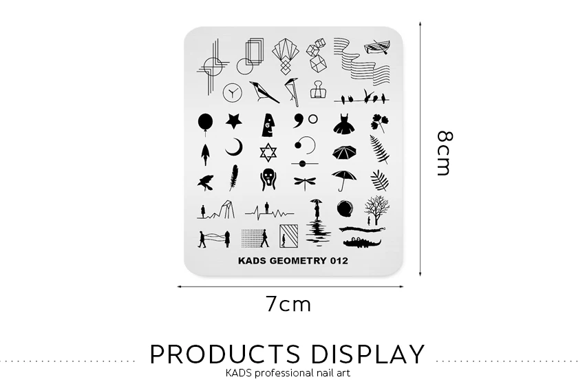 KADS новые пластины для штамповки ногтей Геометрическая серия изображений печать штамп для маникюра инструмент украшения ногтей шаблоны трафареты