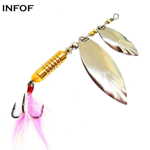 INFOF 5pcs/lot Spinnerbait Fishing Lure Spinner Double Blades Spin