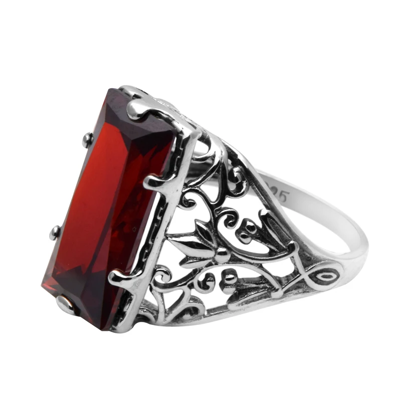 Szjinao Jewelry Victoria Sterling-Silver-Jewelry Garnet 925 Sterling Silver Rings for Women Wedding Rings Free Box