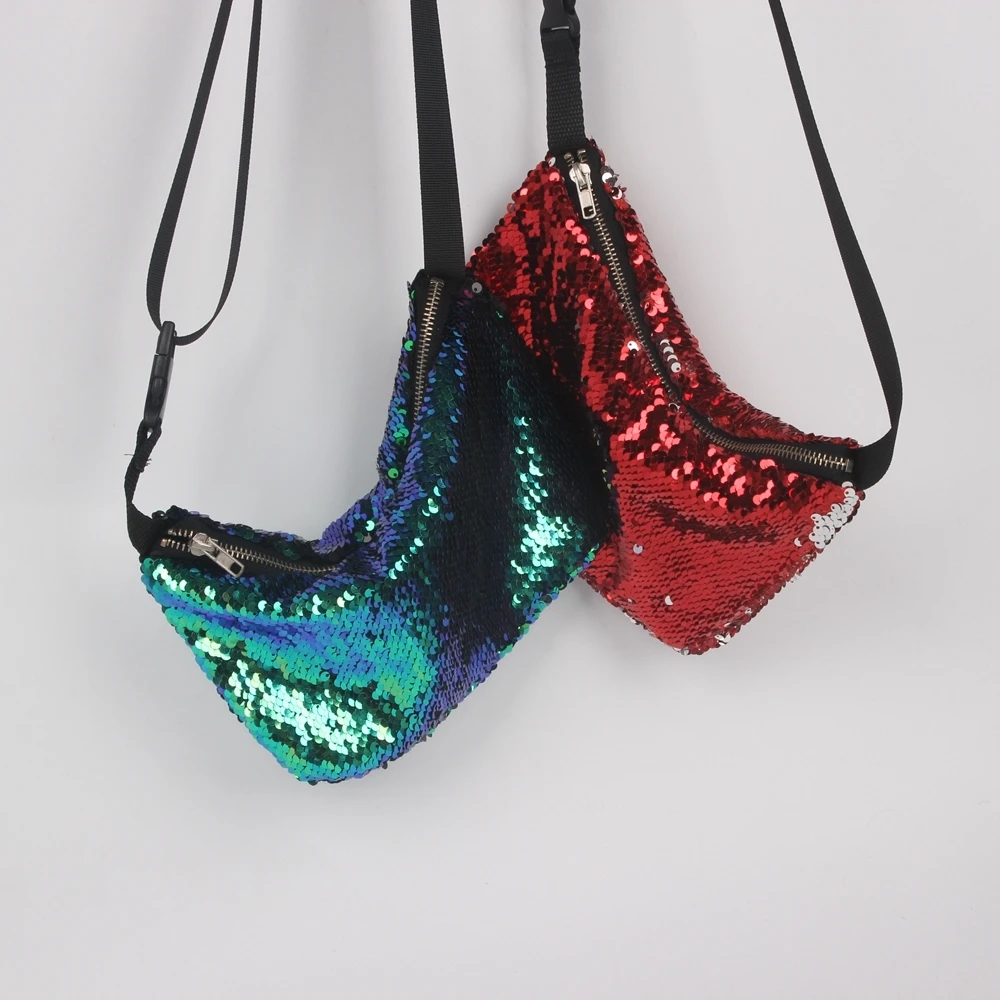 

Reversible 2018 Fashion sequined waist Hip Bum Bag Fanny Pack waist Purse packages