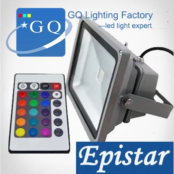 

free shipping 10W 20W 30W 50w 70w 100w RGB Flash LED Spotlight Outdoor Floodlight +Remote controller 85V-265V projector lamp