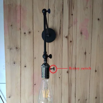 

Retro Two Swing Arm Wall Lamp with rotary switch For Bedroom Bedside Adjustable Wall Mount Swing Arm Lamp with steering head