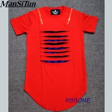Летняя мужская удлиненная Удлиненная клетчатая футболка с двойной молнией в стиле хип-хоп