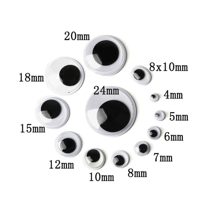 4-24MM Mixed Googly Eyes DIY Craft Supplies Self-adhesive Wiggly Eyeballs Children Hand Scrapbooking Arts Decor Eyes For Toys