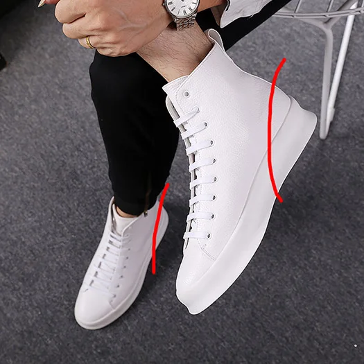 Кроссовки для катания на коньках; черные кроссовки, визуально увеличивающие рост; резиновая дышащая обувь с высоким берцем; зимняя повседневная дизайнерская обувь; роскошная мужская обувь; - Цвет: white elevator