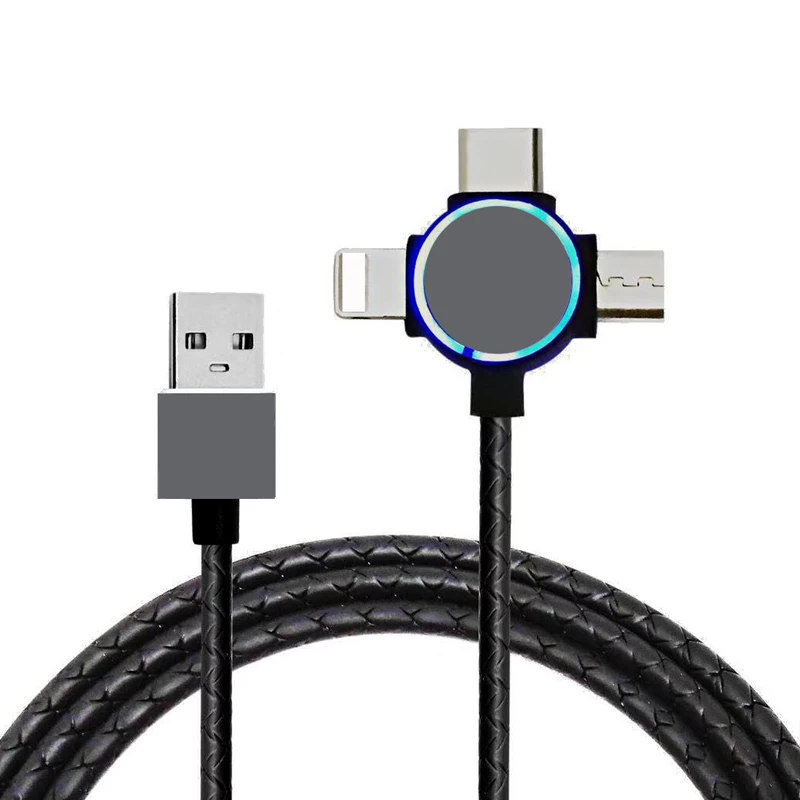 KaiNuEn i 3 в 1 микро гибкий кабель для быстрой зарядки usb type C кабель для зарядки и передачи данных кабели для мобильных телефонов для Apple Iphone huawei samsung