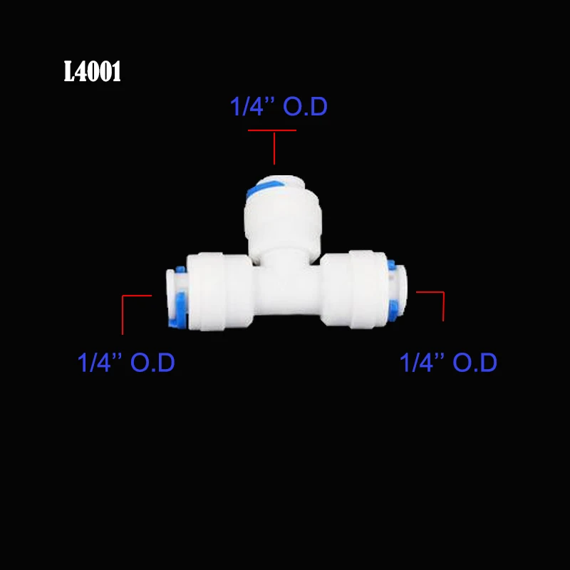 L051 Быстрый фитинг 1/4 &quot3/8&quot OD шланг равное соединение тройник RO пластиковая
