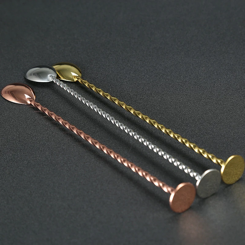 Muddle Bar Spoon Stainless Steel Bar Spoons Disc Tail Cocktail Drink Mixer Stirring Mixing