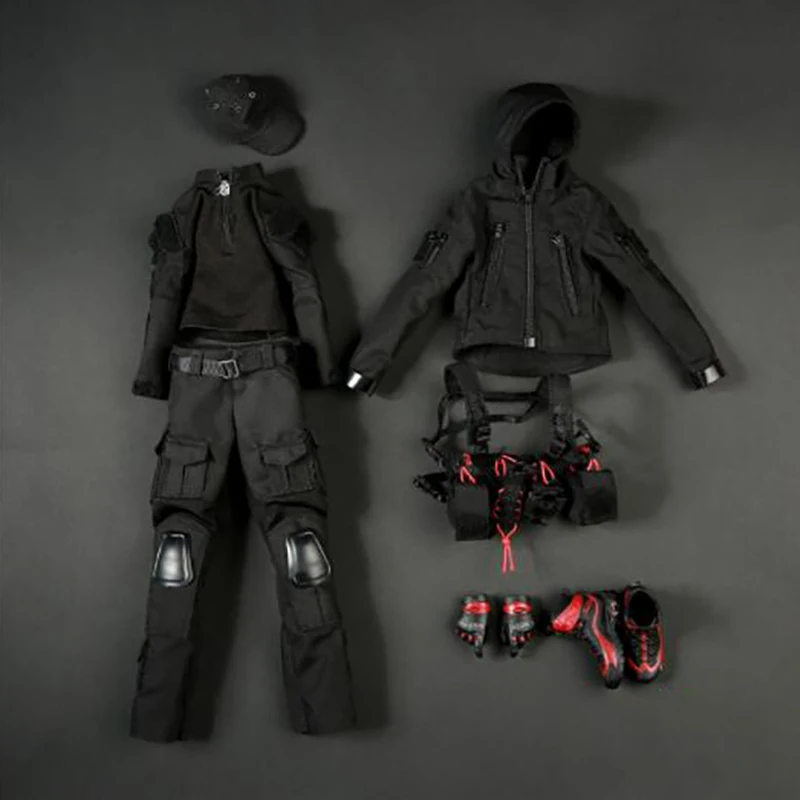 

1/6 Scale FG038 Dark Night Female Gunman Woman Female Soldier Clothes Clothing Suit Set For 12" Female Figure Body Doll