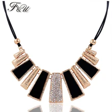 F& U модный дизайн бусы эмалированный нагрудник Кожаный Плетеный веревочный цепочка ожерелье Feida